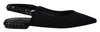 Dolce & Gabbana Black Flats Crystal Slingback Charmeuse Shoes