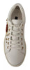 Dolce & Gabbana White Leather Gold Red Heart Sneakers Shoes