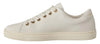Dolce & Gabbana White Leather Gold Red Heart Sneakers Shoes