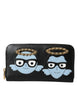 Dolce & Gabbana Black Blue Leather #DGFAMILY Zipper Continental Men Wallet