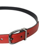 Dolce & Gabbana Red Leather Silver Metal Buckle Belt Men