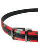 Dolce & Gabbana Red Leather Jacquard Silver Metal Buckle Belt