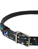 Dolce & Gabbana Black Sequined Silver Metal Buckle Women Belt