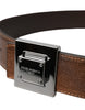 Dolce & Gabbana Metallic Bronze Leather Square Metal Buckle Belt