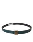 Dolce & Gabbana Dark Green Leather Square Metal Buckle Belt