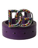 Dolce & Gabbana Purple Leather DG Logo Studs Metal Buckle Belt