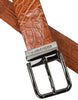Dolce & Gabbana Brown Exotic Leather Silver Metal Buckle Belt