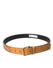 Dolce & Gabbana Beige Alligator Leather Studded Metal Buckle Belt