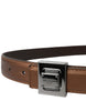 Dolce & Gabbana Bronze Leather Square Metal Buckle Belt