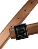 Dolce & Gabbana Bronze Leather Square Metal Buckle Belt