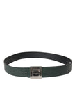 Dolce & Gabbana Green Calf Leather Square Metal Buckle Belt