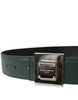 Dolce & Gabbana Green Calf Leather Square Metal Buckle Belt