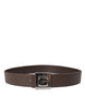 Dolce & Gabbana Brown Calf Leather Square Metal Buckle Belt