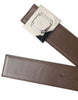 Dolce & Gabbana Brown Calf Leather Square Metal Buckle Belt