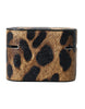 Dolce & Gabbana Brown Leopard Calf Leather Metal Logo Plaque Airpods Case