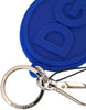 Dolce & Gabbana Blue Rubber DG Logo Silver Brass Metal Keyring Keychain