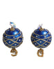Dolce & Gabbana Gold Brass Blue Dangle Christmas Ball Crystal Clip On Earrings