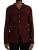 Dolce & Gabbana Maroon Crown Jacquard Silk Long Sleeve Shirt