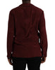 Dolce & Gabbana Maroon Crown Jacquard Silk Long Sleeve Shirt