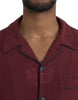 Dolce & Gabbana Maroon Crown Jacquard Silk Long Sleeve Shirt
