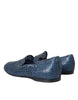 Dolce & Gabbana Blue Woven Leather Slip On Loafers Men Shoes