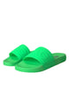 Dolce & Gabbana Green Leather Slides Sandals Beachwear Shoes