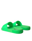 Dolce & Gabbana Green Leather Slides Sandals Beachwear Shoes
