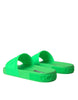 Dolce & Gabbana Green Leather Slides Sandals Beachwear Shoes