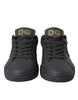 Dolce & Gabbana Black Leather Heart Embellished Sneakers Shoes