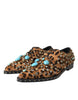 Dolce & Gabbana Brown Leopard Hair Crystal Dress Broque Shoes