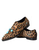 Dolce & Gabbana Brown Leopard Hair Crystal Dress Broque Shoes