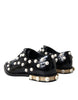 Dolce & Gabbana Black Leather Faux Pearl Dress Broque Shoes