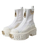 Dolce & Gabbana White Leather Rubber Logo Ankle Boots Shoes