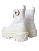 Dolce & Gabbana White Leather Rubber Logo Ankle Boots Shoes