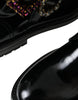 Dolce & Gabbana Black Leather Crystal Buckles Boots Shoes