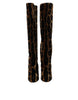 Dolce & Gabbana Brown Giraffe Velvet Leather Boots Shoes