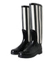 Dolce & Gabbana Black Rubber Knee High Flat Boots Shoes