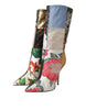 Dolce & Gabbana Multicolor Patchwork Print Heeled Boots Shoes