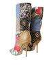 Dolce & Gabbana Multicolor Patchwork Print Heeled Boots Shoes