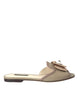 Dolce & Gabbana Beige Logo Pearl Flats Sandals Slides Shoes