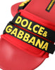 Dolce & Gabbana Red Black Logo Beachwear Flats Sandals Shoes