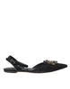 Dolce & Gabbana Black Leather Crystal Slingback Sandals Shoes