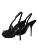 Dolce & Gabbana Black Tulle Ricamo Heels Slingbacks Shoes