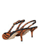 Dolce & Gabbana Black Orange Zebra Leather Slingbacks Shoes