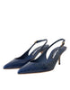 Dolce & Gabbana Dark Blue Croc Leather Slingbacks Shoes