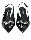 Dolce & Gabbana Black Patent Leather Crystal Slingback Shoes
