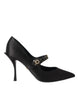 Dolce & Gabbana Black Mary Jane Crystal Heels Pumps Shoes