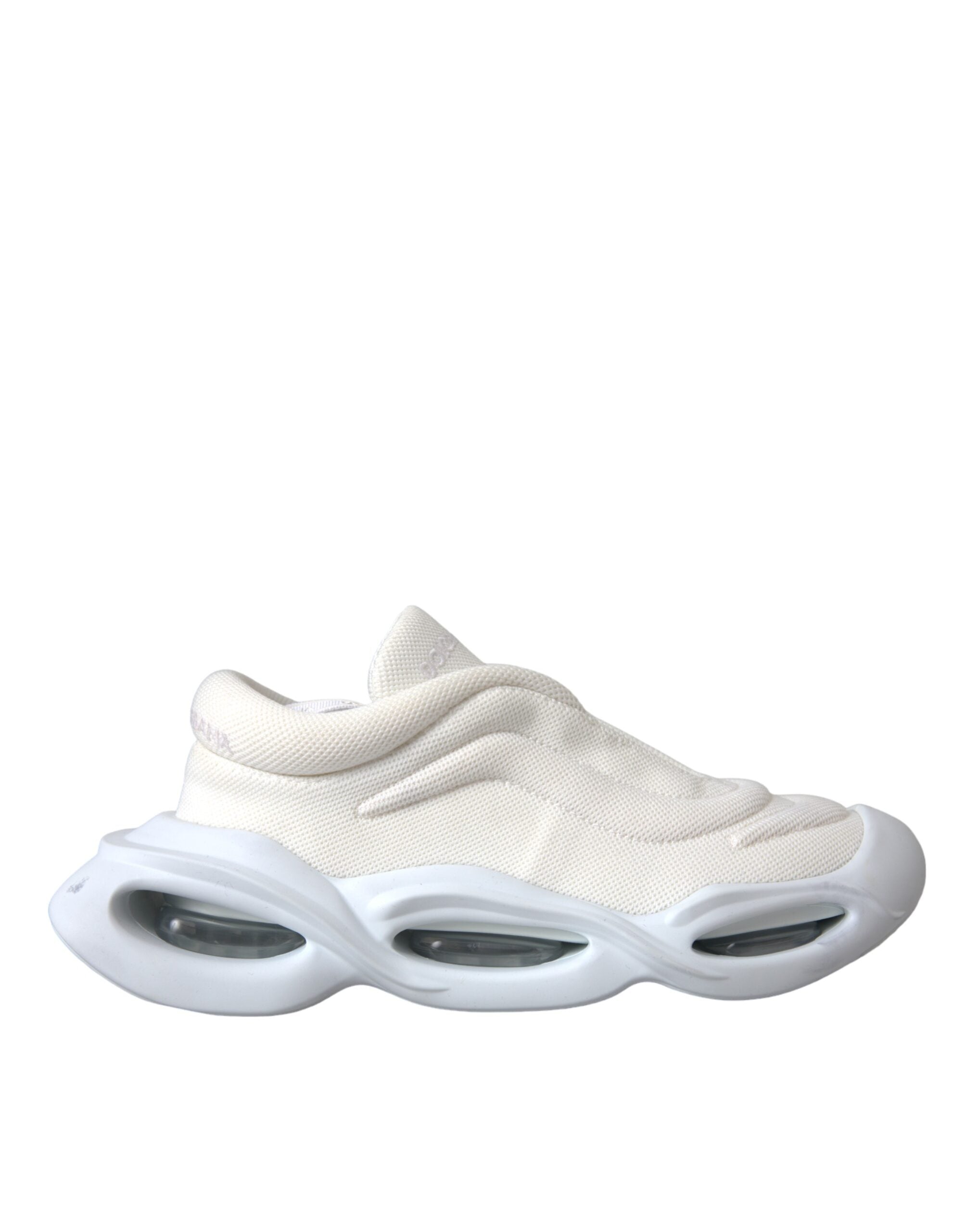 Dolce & Gabbana White Padded Fabric Wave Low Top Sneakers Shoes