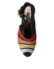 Dolce & Gabbana Multicolor Floral Crystal Platform Sandals Shoes