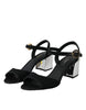 Dolce & Gabbana Black Crystal Ankle Strap Keira Sandal Shoes